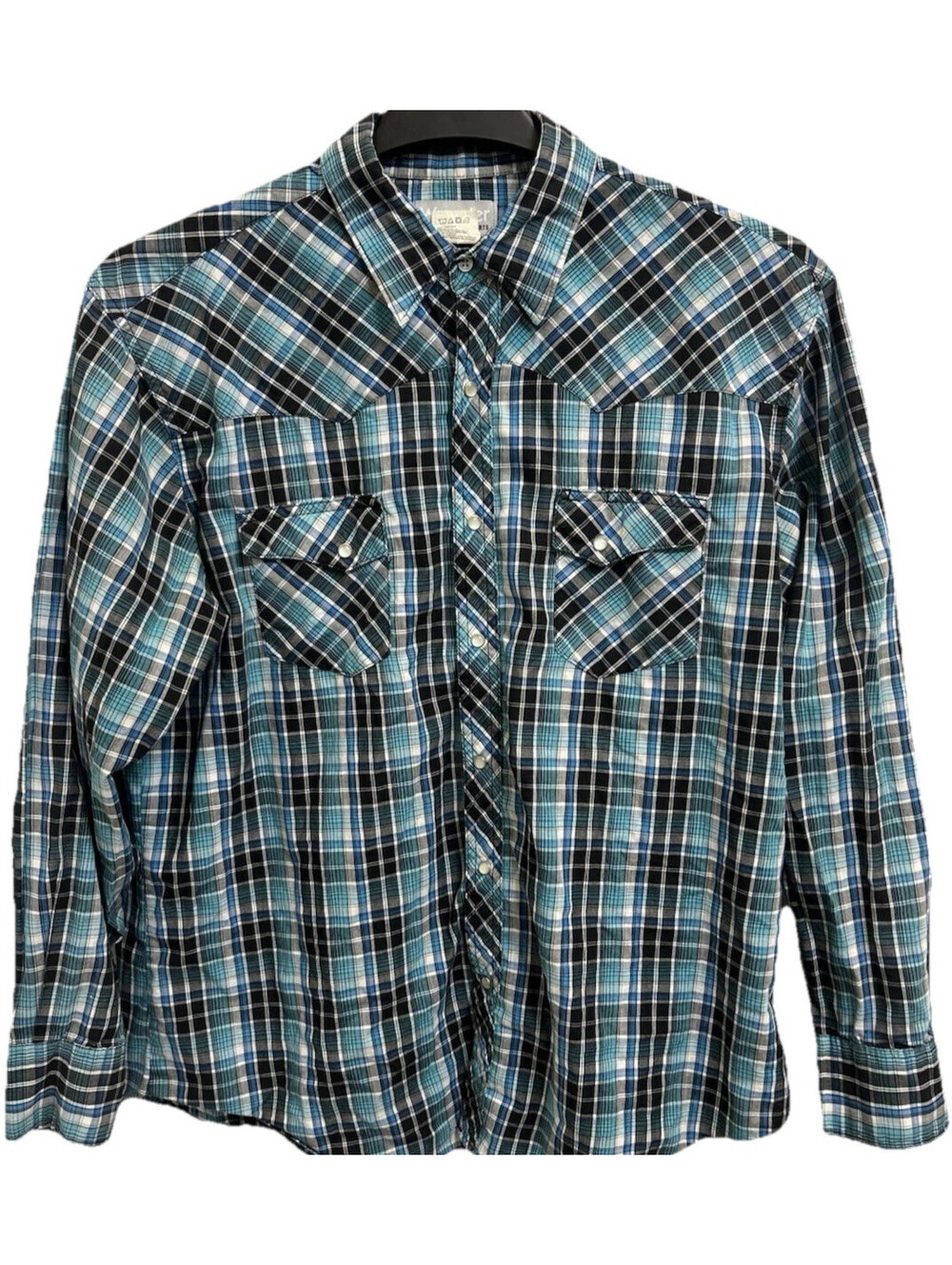 Wrangler Long Sleeve Pearl Snap Shirt Men's Extra Large Turquoise Western Cowboy